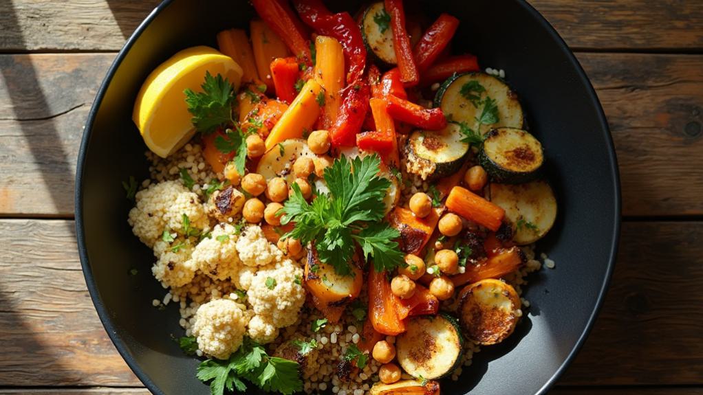 assemble quinoa bowls carefully