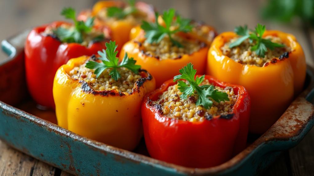 bake and garnish peppers