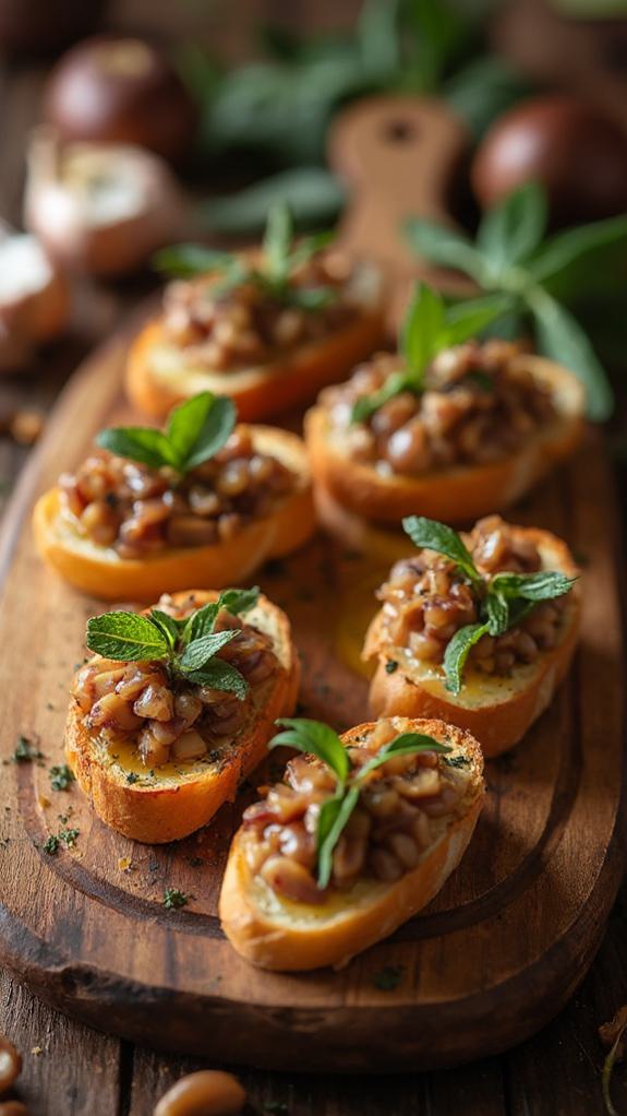 Roasted Chestnut and Sage Crostini