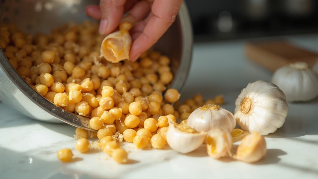 chickpeas and garlic preparation