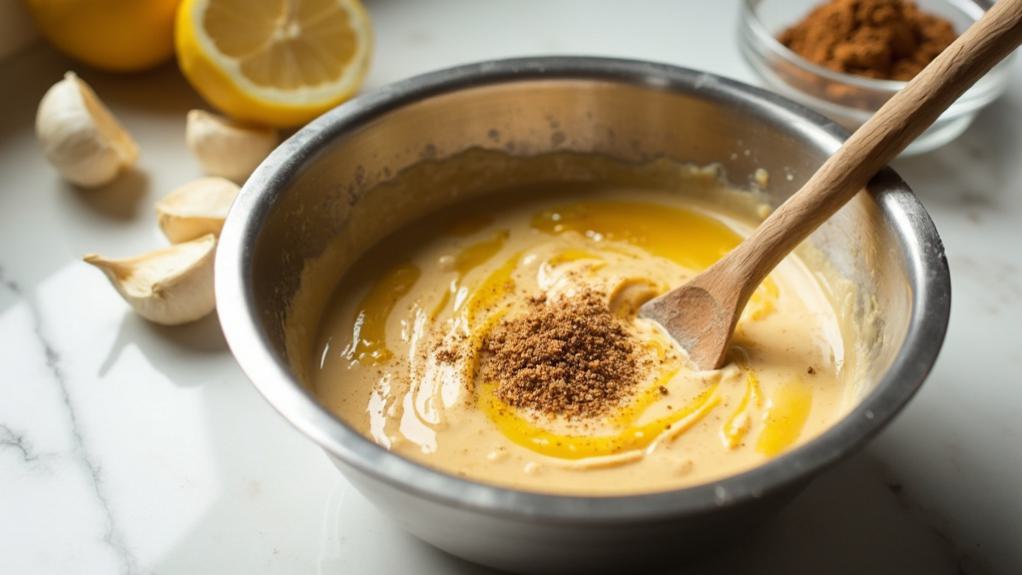 combine tahini with spices