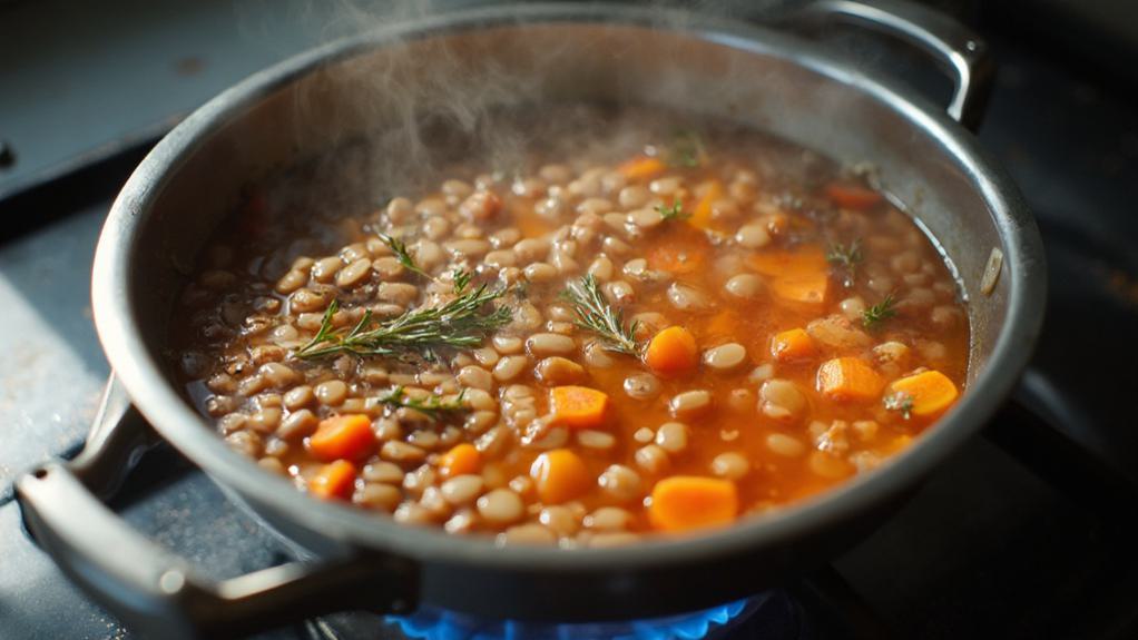 cook lentils in stock