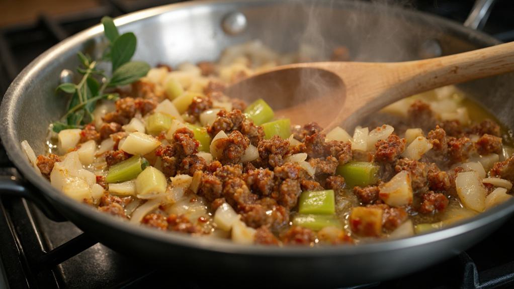 cook meat and veggies