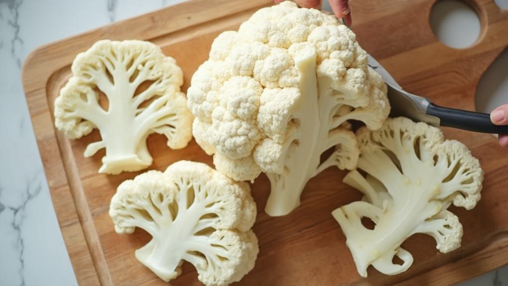 cut cauliflower into steaks