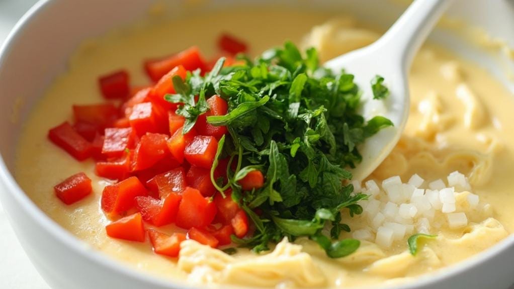 fold vegetables into mixture