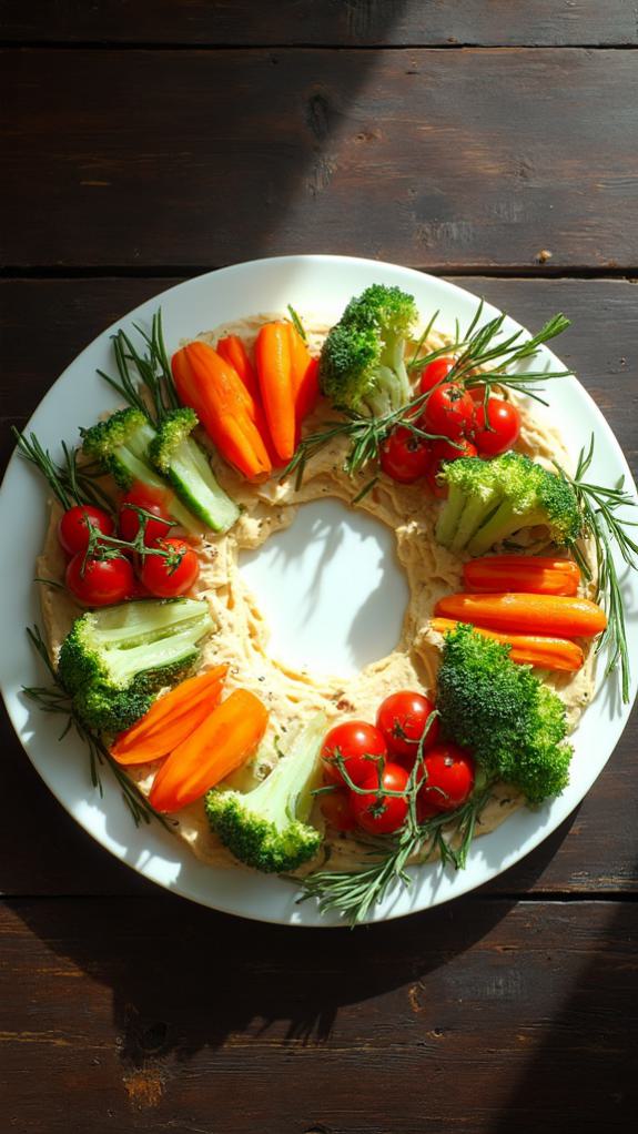 Festive Hummus Wreath With Vegetable Dippers