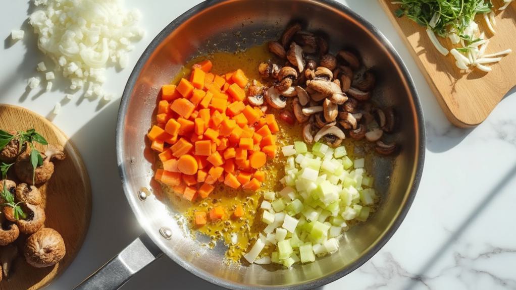 prepare pan and vegetables