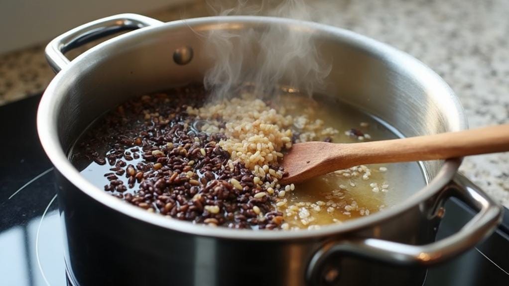 preparing wild rice mixture