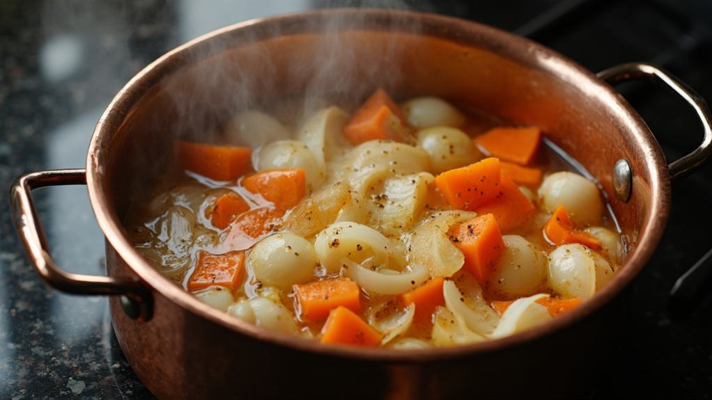 saut vegetables in pot