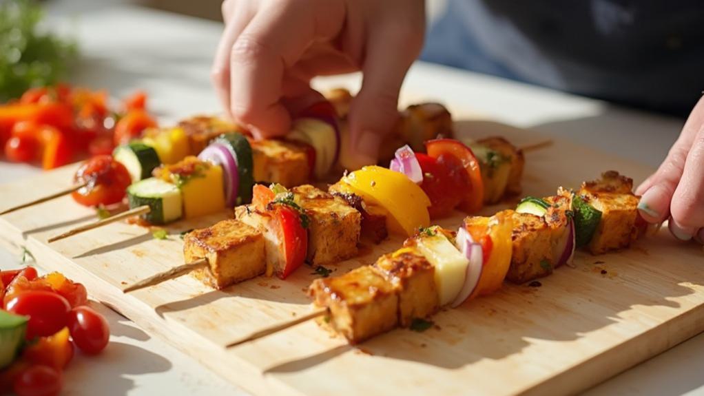 skewers loaded with ingredients