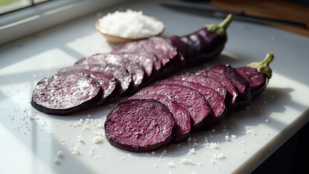 slice and salt eggplants