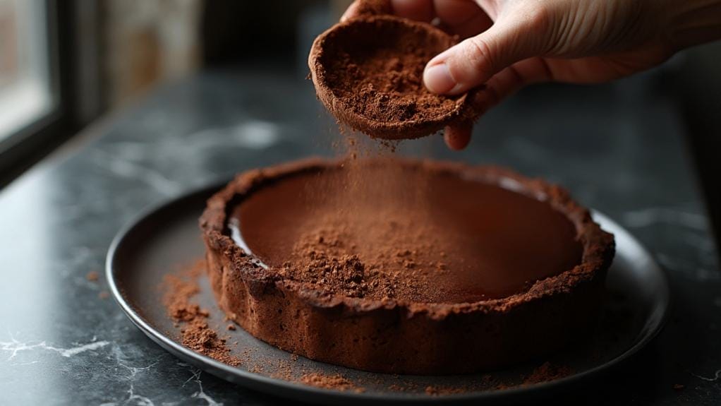 sprinkle cocoa powder garnish