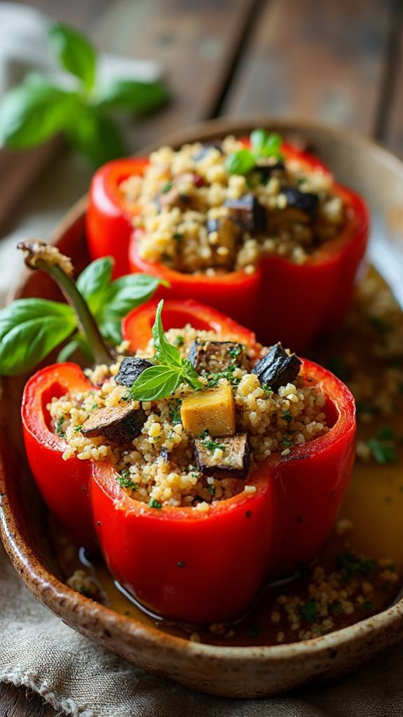 Roasted Vegetable and Quinoa Stuffed Peppers