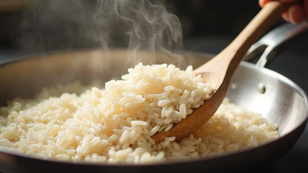 toast rice in pan