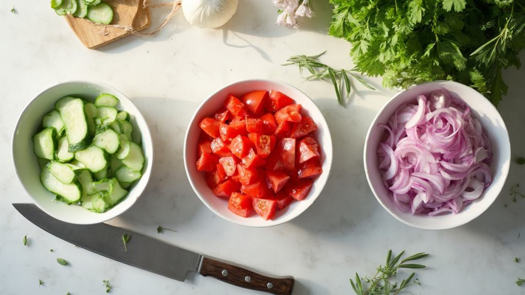 chop fresh vegetables carefully