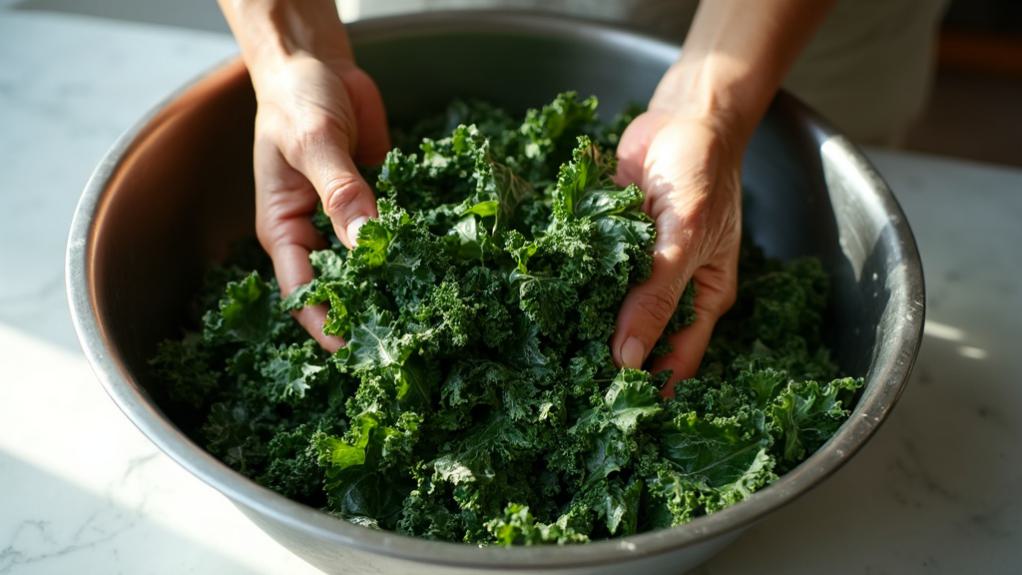 massage kale with oil