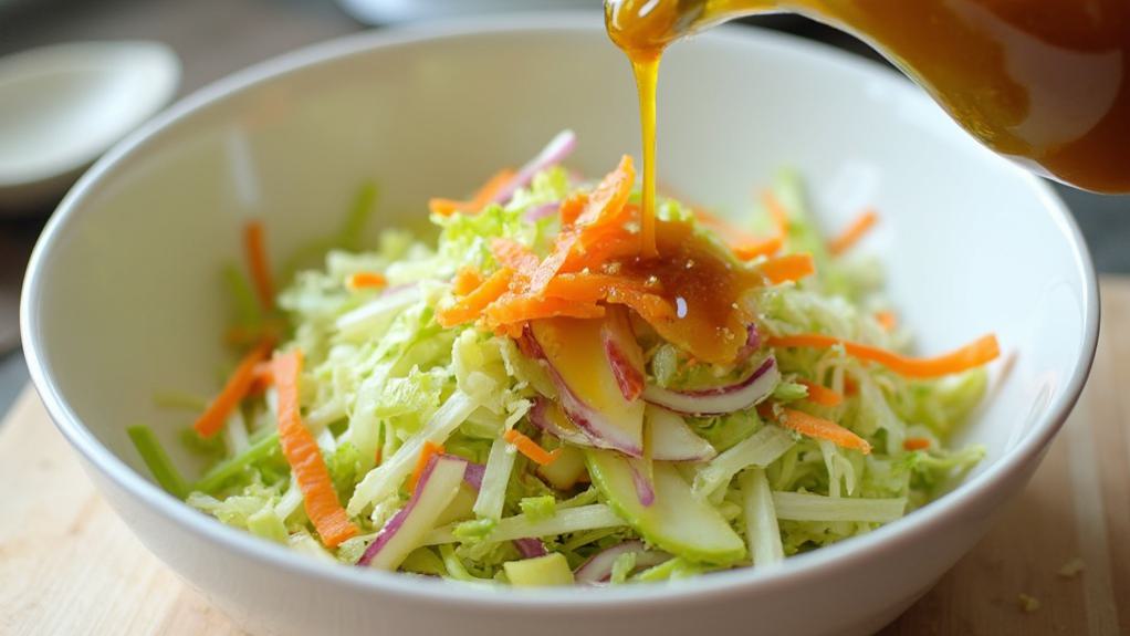 mix vegetables with dressing