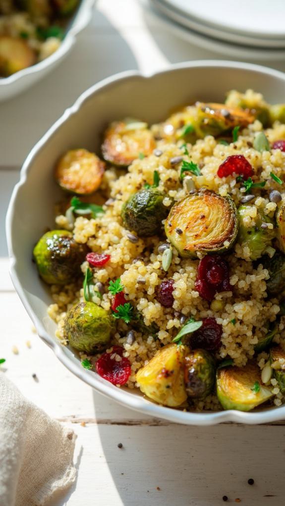 Quinoa & Roasted Brussels Sprouts Salad With Cranberries