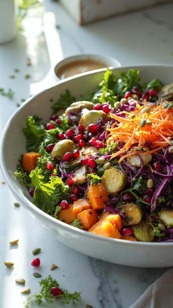 Colorful Winter Rainbow Salad With Tahini Dressing